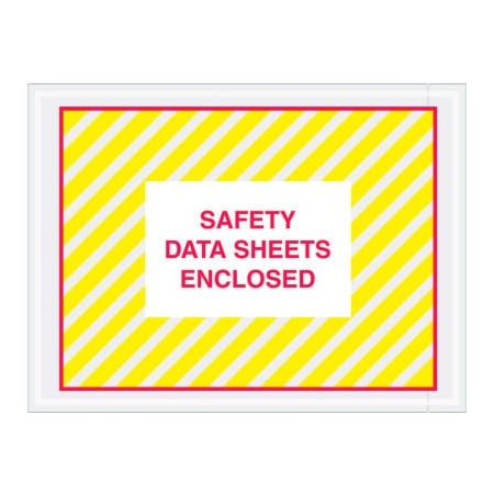 Box Packaging SDS Envelopes w/ "Safety Data Sheet Enclosed" Print, 6"L x 4-1/2"W, Yellow/Red, 1000/Pack PL498